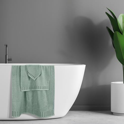 BELIZZI HOME Ultra Soft 3 Pack Cotton Towel Set, Contains a Bath Towels 28x55 inch, a Hand Towels 16x24 inch & a Wash Cloths 12x12 inch, Ideal Everyday use, Compact & Lightweight - Jade