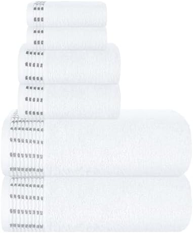 BELIZZI HOME Ultra Soft 6 Pack Cotton Towel Set, Contains 2 Bath Towels 28x55 inch, 2 Hand Towels 16x24 inch & 2 Wash Cloths 12x12 inch, Ideal Everyday use, Compact & Lightweight - White
