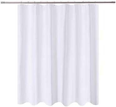 N&Y HOME Short Fabric Shower Curtain Liner 72 x 65 Shorter Length, White