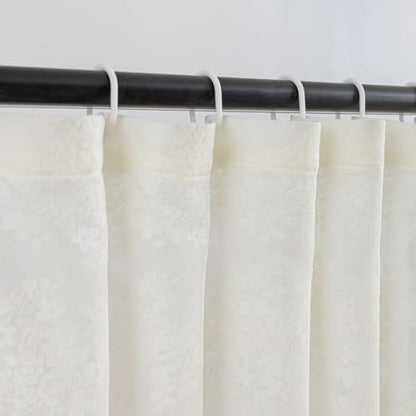 TUDECO Extra Long Shower Curtain - Rustic Lace Off White Shower Curtain with Attached Valance Vintage Floral Sheer Extra Wide Bathroom Decor Scalloped Edges, 102" W×84" L, 1 Panel, Cream