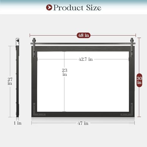 Farmhouse Bathroom Mirror, 48"x30" Black Farmhouse Mirror with Rustic Wood Framed, Barn Door Vanity Mirrors for Wall, Vintage Decorative Mirrors for Entryway,Living Room,Bedroom