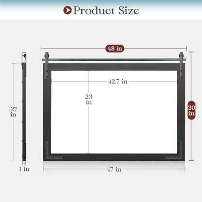 Farmhouse Bathroom Mirror, 48"x30" Black Farmhouse Mirror with Rustic Wood Framed, Barn Door Vanity Mirrors for Wall, Vintage Decorative Mirrors for Entryway,Living Room,Bedroom