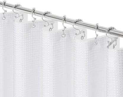 Gibelle 3 in 1 White Shower Curtain with PEVA Liner, 12 Hooks, 72x72