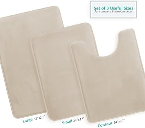 Clara Clark Bathroom Rugs, Velvet Memory Foam Bath Mat, Non-Slip Bath Rugs, Machine Wash, Dries Quickly, Ultra Soft Plush Bath Mats for Bathroom,