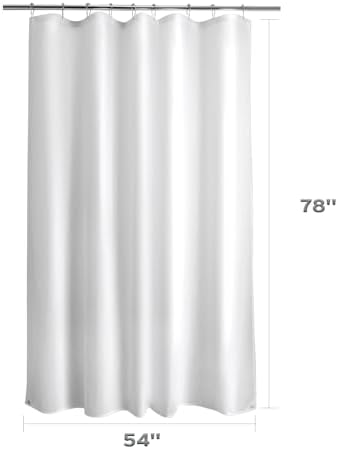 Titanker Long Stall Shower Curtain Liner Washable, 54x78 Inches, White Fabric Shower Liner with 2 Magnets, Waterproof RV Shower Curtain Liner Stall Size Soft Polyester Lightweight, White