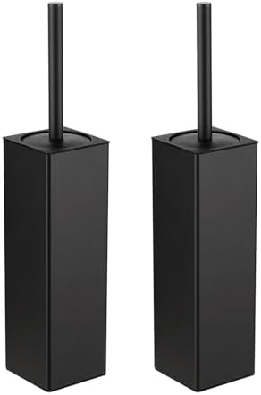 BGL Toilet Brush and Holder Set 2 Packs Aluminium Free Standing, Bathroom Storage and Organization Toilet Bowl Cleaner Brush and Holder, Square Design Sturdy and Space Saving