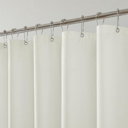 2 Pack Water-Repellent Fabric Shower Curtain Liner, 72x72 Cream