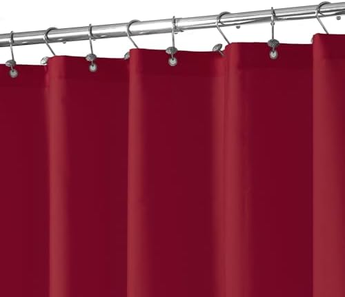 N&Y HOME Fabric Shower Curtain or Liner with Magnets, Red