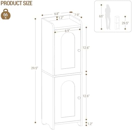 Hzuaneri Bathroom Storage Cabinet, Small Corner Floor Cabinet with 2 Doors