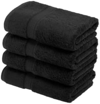 SUPERIOR Egyptian Cotton Plush & Absorbent, Hand Towel Set of 4, Black