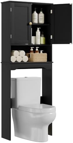 RRX Over The Toilet Storage Cabinet, Bathroom Above Organizer (Black)