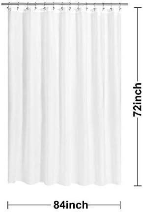 N&Y HOME 84 inch Extra Wide Fabric Shower Curtain or Liner, White, 84x72