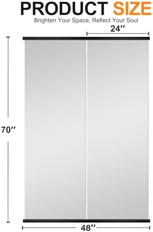 Delma Home Gym Mirror, 70''x24''x2PCS Black Wall Mounted Large Frameless Tempered Glass Wall Mirror for Home Gym, Garage, Bedroom, Bathroom