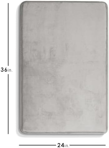 Clara Clark Bathroom Rugs, Velvet Memory Foam Bath Mat, Non-Slip Bath Rugs, Machine Wash, Dries Quickly, Ultra Soft Plush Bath Mats for Bathroom, 24 x 36, Silver