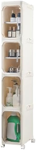 4-Tier Narrow Storage Cabinet Slim Bathroom Tall Skinny Organizer,Beige