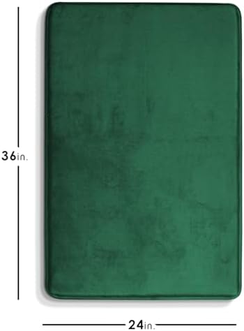 Clara Clark Bathroom Rugs, Velvet Memory Foam Bath Mat, Non-Slip Bath Rugs, Machine Wash, Dries Quickly, Ultra Soft Plush Bath Mats for Bathroom, 24 x 36, Hunter Green