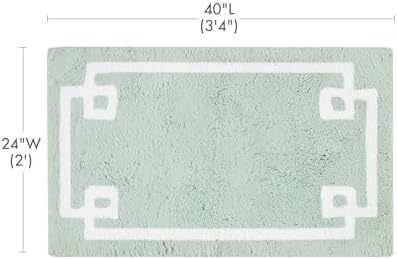 Madison Park Evan 100% Cotton Bath Rug Plush Absorbent, 24" x 40", Seafoam