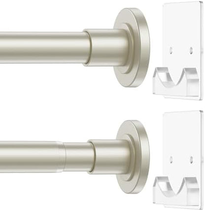 CorkLatta Nickel Adjustable Shower Curtain Rod 32 to 68 inch with 2 Holders