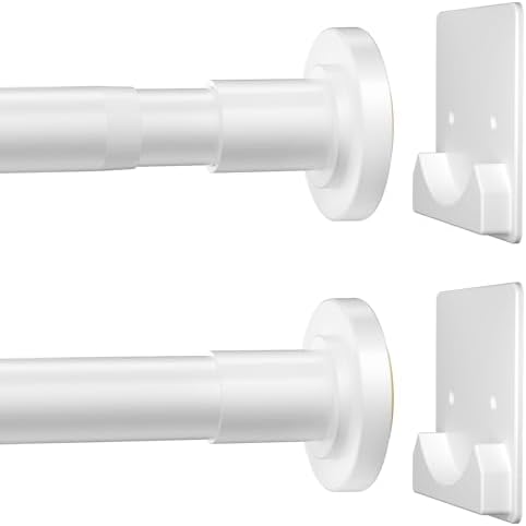 CorkLatta White Shower Curtain Rod,1 Inch Diameter Stainless Steel Adjustable Spring Tension Rods 32 to 68",with Holders,Anti-Slip,Curtain Rods No Drilling(1 Pack)