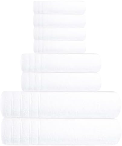 Tens Towels 8 Piece Towel Set, 2 XL Bath, 2 Hand, 4 Washcloth, White