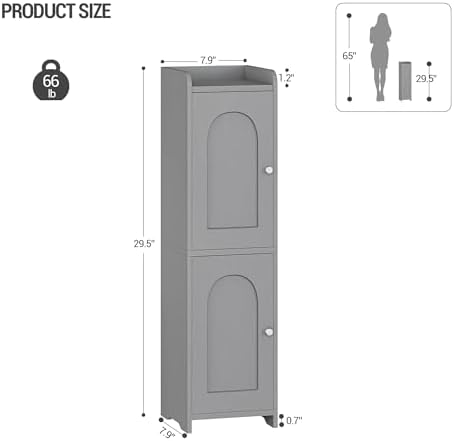 Hzuaneri Bathroom Storage Cabinet, Small Corner Floor Cabinet with 2 Doors