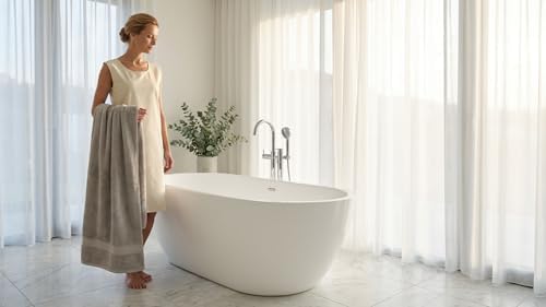 6 Piece 100% Cotton Bath Towel Set - 2 Bath - 2 Hand - 2 Face, Grey