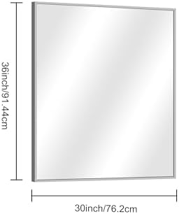 DESBING 30" x 36"Bathroom Mirror, Silver Rectangle Corner Wall Mirror with Metal Frame, Decorative Rectangular Vanity Mirror for Bedroom Bathroom Living Room Entryway (Horizontal/Vertical)