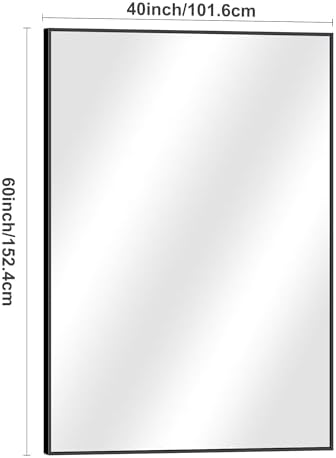 DESBING Black Bathroom Mirror for Wall, 60x40 Inch Rectangle Mirrors with Metal Frame, Modern Vanity Wall Mirror Decor for Entryway Hangs, Bathroom Living Room Horizontal or Vertical