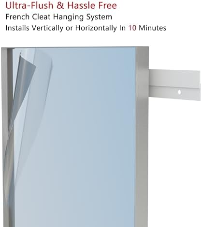 VocalStar Silver Bathroom Mirror, 18 x 26 Inch Square Corner Rectangle Nickel Metal Framed Bathroom Vanity Mirrors for Wall Modern, 1/4-inch Shatterproof Glass | Ultra-Flush Hanging
