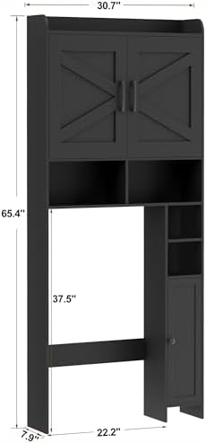 Homhedy Wooden Over The Toilet Storage Cabinet with Barn Door