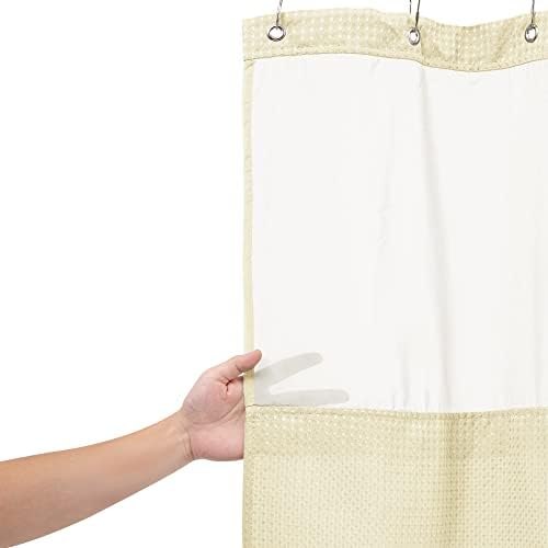 N&Y HOME Stall Waffle Weave Shower Curtain with Snap-in Liner Cream 36x72
