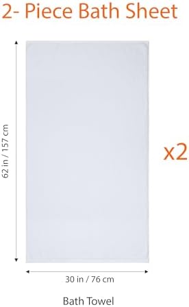 Amazon Basics 2-Piece Quick-Dry Oversize Bath Towel, 100% Cotton, 62" x 30", White