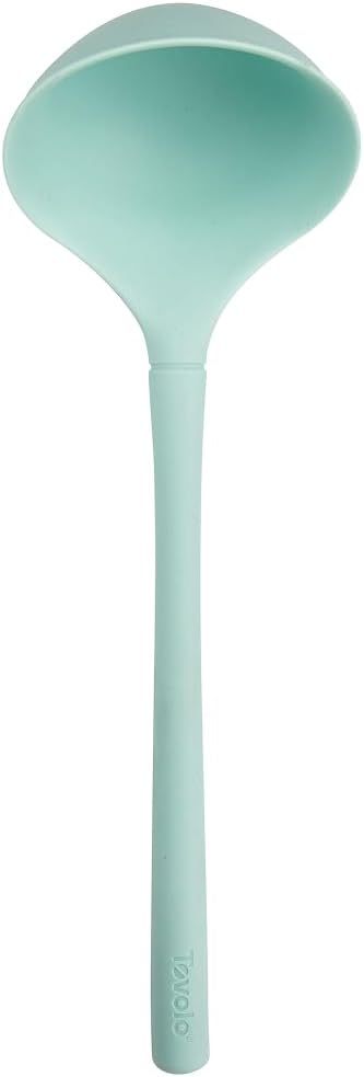 Tovolo Flex Core Silicone Ladle BPA Free Aqua Seafoam Green Deep Silicone Soup Ladle, Heat Resistant All Silicone Ladle Construction, Large Dishwasher Sage Soup Ladle Kitchen Utensil for Cooking