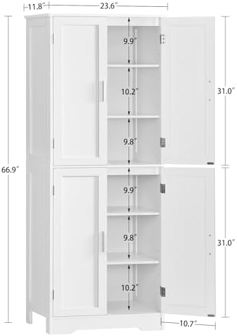 TEENFON Storage Cabinet with Doors & Adjustable Shelf
