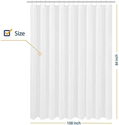 N&Y HOME Extra Wide Extra Long Fabric Shower Curtain Liner 108 x 84, White