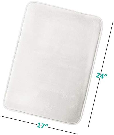 Clara Clark Bathroom Rugs, Velvet Memory Foam Bath Mat, Non-Slip, Machine Washable Bath Rugs - Dries Quickly, Ultra Soft Plush Bath Mats for Bathroom, 17 x 24, Solid White
