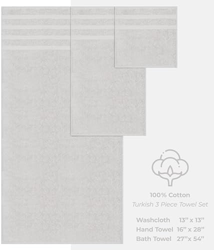 American Soft Linen 100% Cotton Luxury Turkish Towels, 3 Piece Towel Set