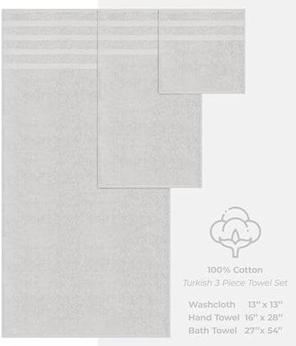 American Soft Linen 100% Cotton Luxury Turkish Towels, 3 Piece Towel Set