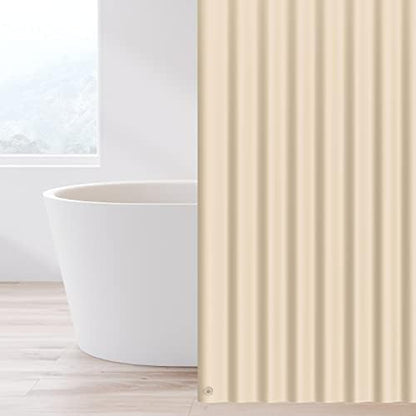 EHZNZIE Beige Shower Curtain Liner 72x72, PEVA Waterproof Bath Curtain, No Chemical Smell, 3 Weighted Magnets, Durable with Rustproof Metal Grommets