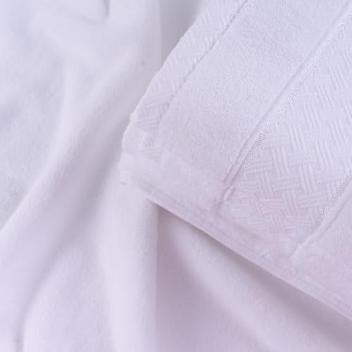 COZYART Bath Towel Set 6 PCS, Luxury White 100% Turkish Cotton 650GSM