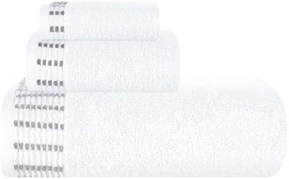 BELIZZI HOME Ultra Soft 3 Pack Cotton Towel Set, Contains a Bath Towels 28x55 inch, a Hand Towels 16x24 inch & a Wash Cloths 12x12 inch, Ideal Everyday use, Compact & Lightweight - White