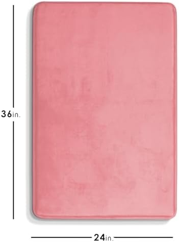 Clara Clark Bathroom Rugs, Velvet Memory Foam Bath Mat, Non-Slip Bath Rugs, Machine Wash, Dries Quickly, Ultra Soft Plush Bath Mats for Bathroom, 24 x 36, Coral Pink