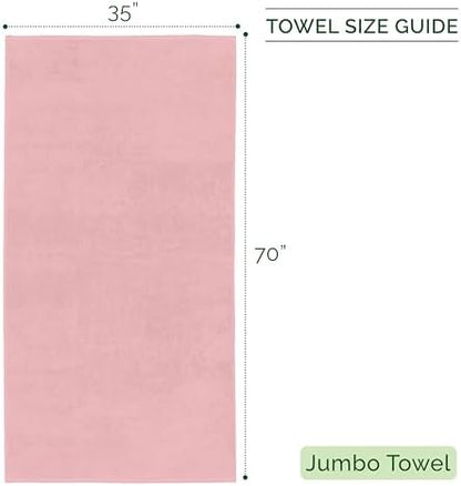 Elegant Comfort 100% Turkish Cotton Corduroy Ribbed Luxury Jumbo Bath Towel Ultra Soft - 35 x 70 Inch - Luxury Spa Premium Hotel Quality Highly Absorbent and Quick Dry Large Bath Towel, Dusty Rose