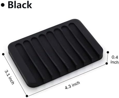 Self Draining Soap Dishes, 3 Pcs Silicone Waterfall Drainer Soap Holder for Bathroom, Extend Soap Life Keep Dry Clean & Easy Cleaning (Black, White, Gray)