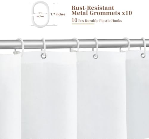BTTN Narrow Boho Scalloped Linen Textured Shower Curtain Set, 54x72, White