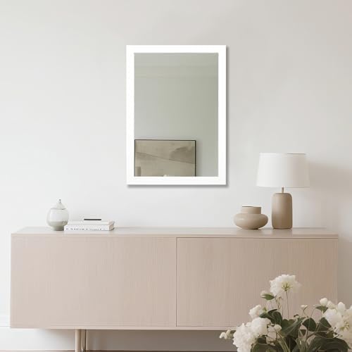 Bathroom Mirror for Over Sink 28x20 Inch Rectangular Wall Mirror, White