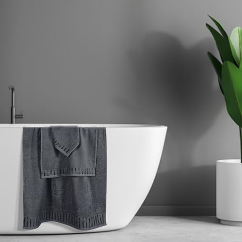 BELIZZI HOME Ultra Soft 3 Pack Cotton Towel Set, Contains a Bath Towels 28x55 inch, a Hand Towels 16x24 inch & a Wash Cloths 12x12 inch, Ideal Everyday use, Compact & Lightweight - Charcoal Grey