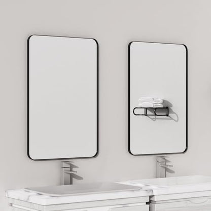 VocalStar Black Bathroom Mirror for Wall, 18 x 26 Inch Rounded Rectangle Metal Framed Bathroom Wall Vanity Mirror Farmhouse, 1/4-inch Shatterproof Glass | Ultra-Flush Hanging