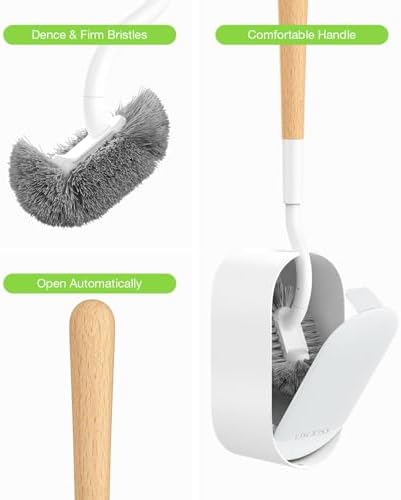 Wooden Toilet Brush, OSCIOSS Toilet Brush and Holder Set with Ergonomic Design, Compact Size, Durable Bristles, Bamboo RV Toilet Cleaner & Holder for Bathroom (Natural, 1pack)