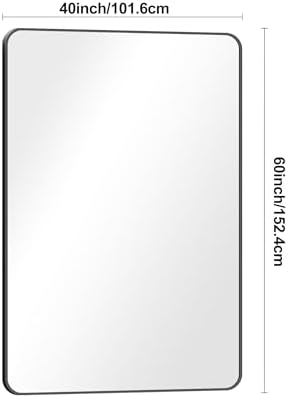 BONEWEI Black Bathroom Mirror,60x40 inch Wall Mirror for Bathroom Wall Mounted,Rectangle Mirror for Bathroom Over Sink,Modern Frame Round Corner for Living Room,Bedroom Entryway,Horizontal/Vertical